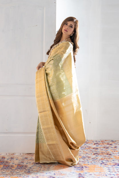 Mint green Tissue Kanjivaram Silk Saree