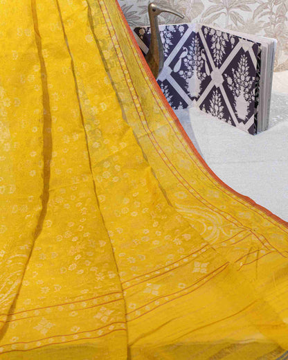 Banarasi Yellow Jamdani Saree with Real Silver Zari