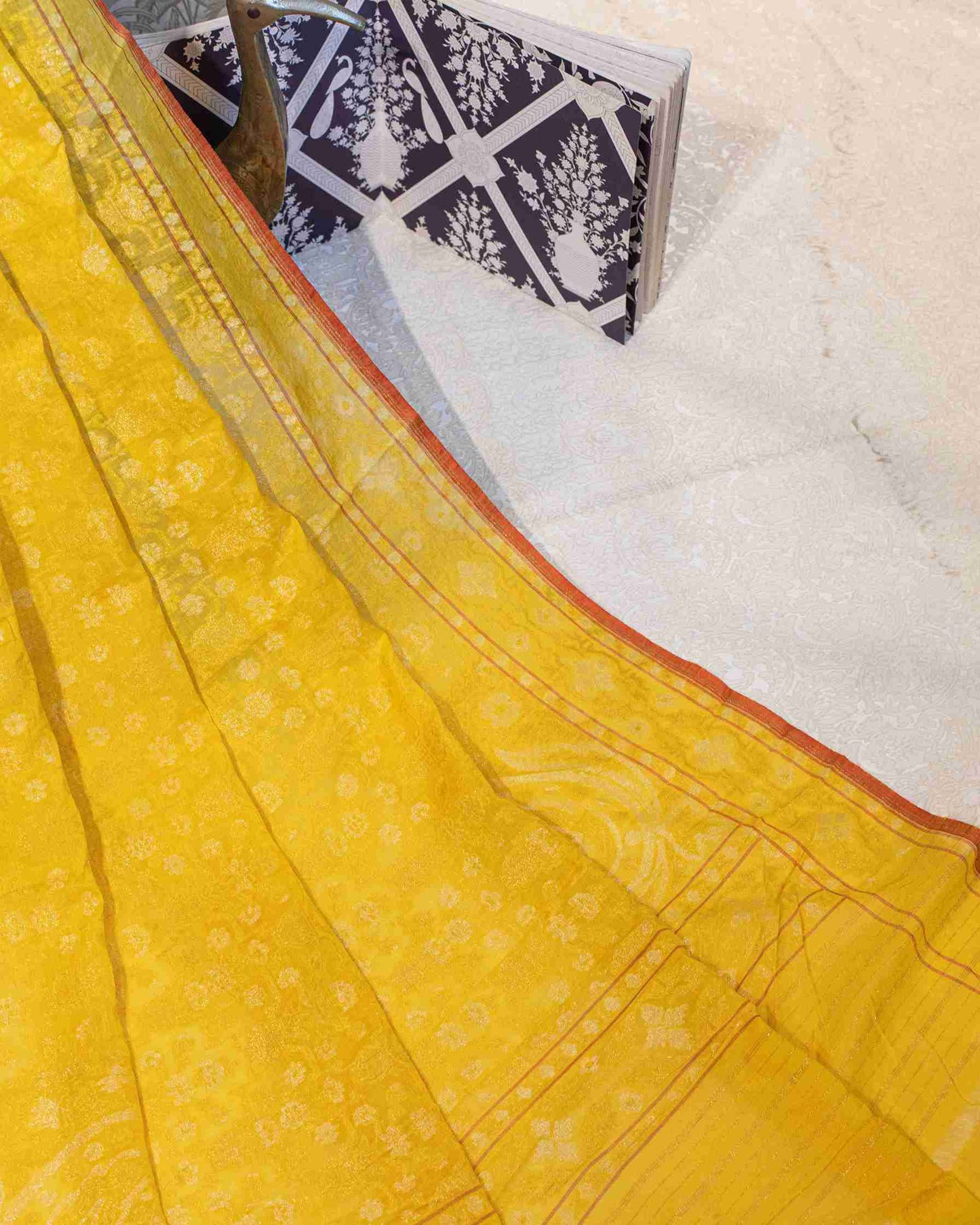 Banarasi Yellow Jamdani Saree with Real Silver Zari