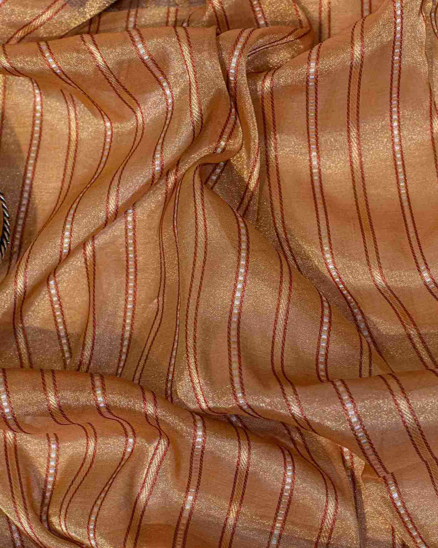 Classic Rust & Dull Gold Banarasi Silk Tissue Saree