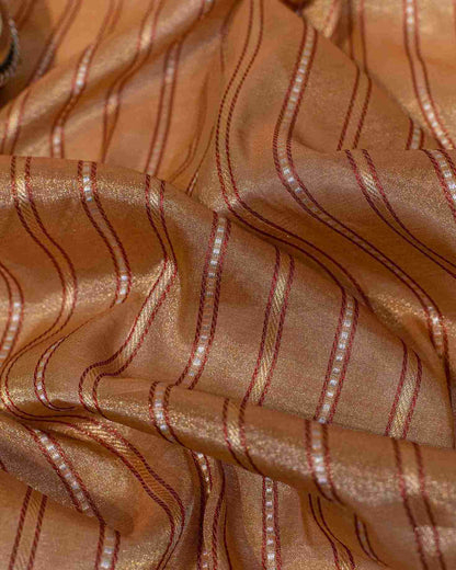 Classic Rust & Dull Gold Banarasi Silk Tissue Saree