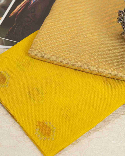 Limited Edition Real Zari Jamdani Kota Saree in Mustard Yellow