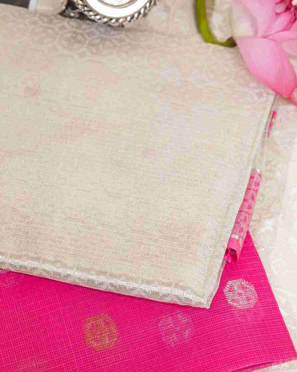 Zari Kota Snow White Cheeky Pink Saree