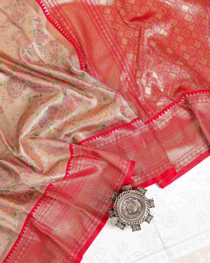 Scarlet Aura - Kanjivaram Minakari Saree