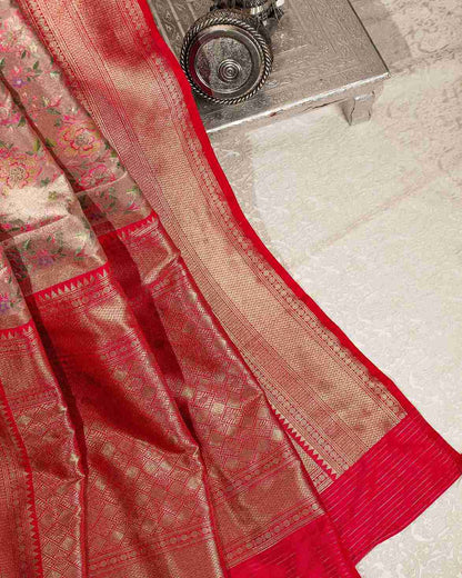 Scarlet Aura - Kanjivaram Minakari Saree