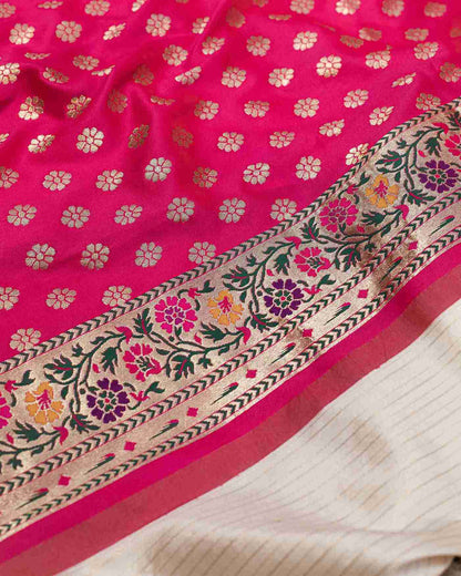 Off-White Banarasi Patola Silk Saree with Paithani Border