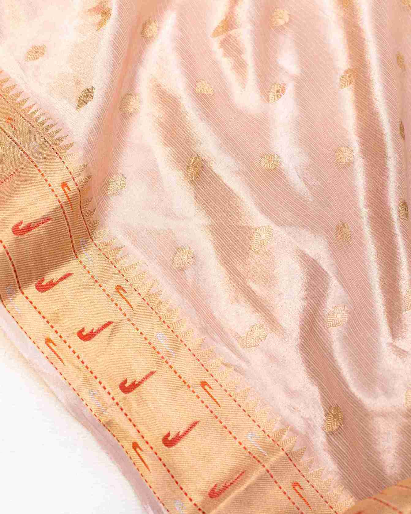 Light Rose Tissue Kota Paithani Sari