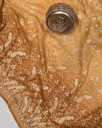 Beige Shaded Shikargah Bandhini Sari