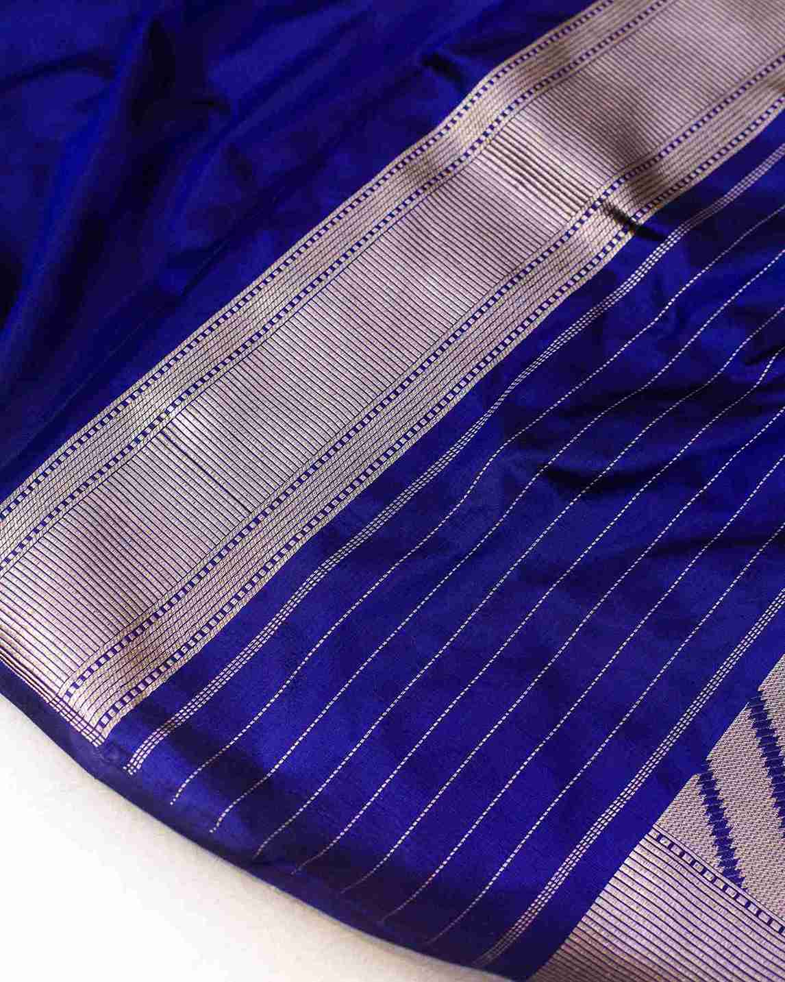 Navy Blue Metallic Handwoven Banarasi Silk Saree