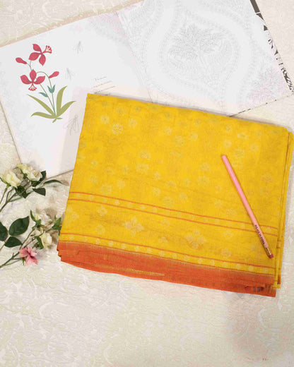 Banarasi Yellow Jamdani Saree with Real Silver Zari