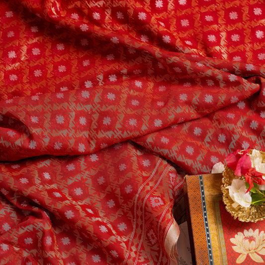 Red Jamdani Silk Saree