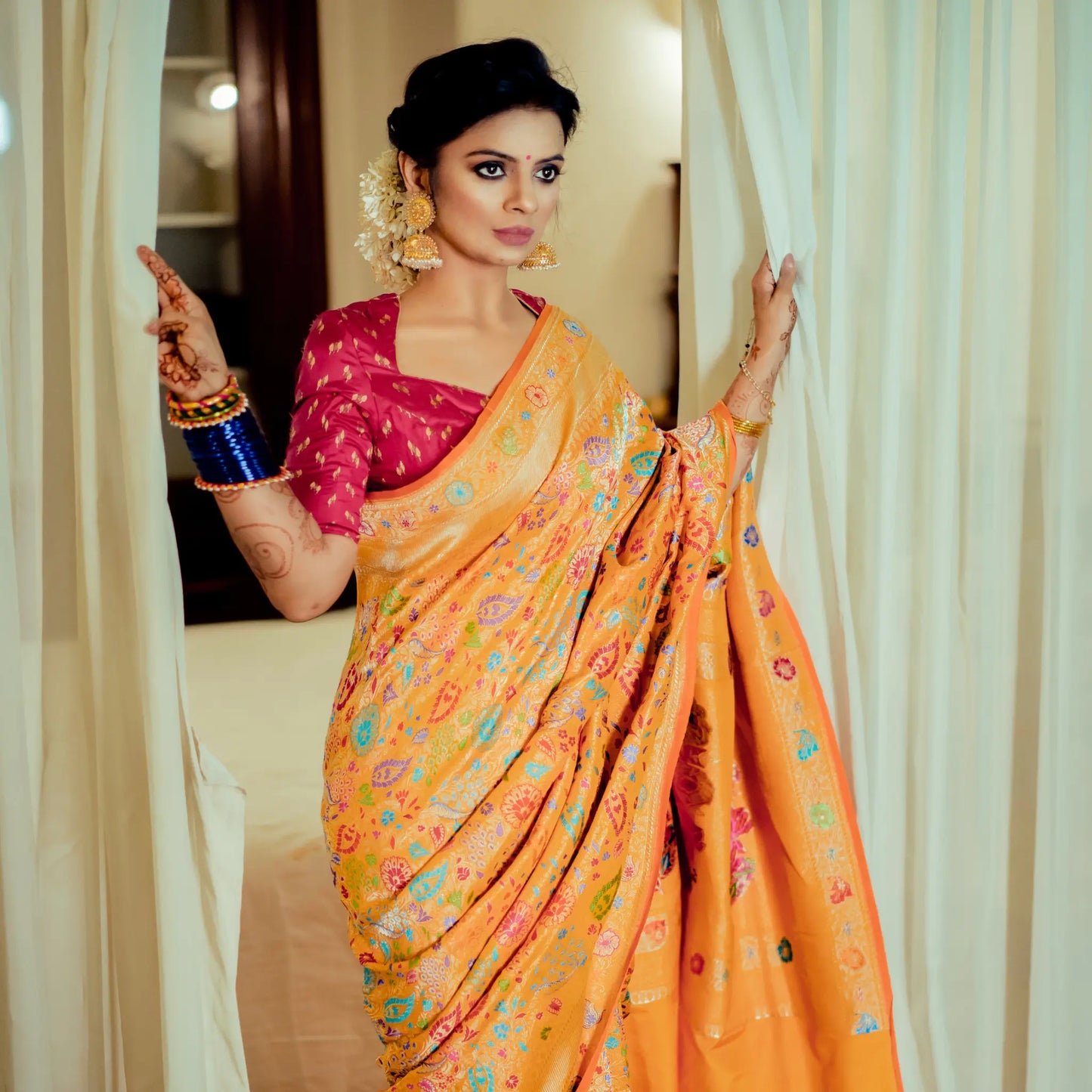 KShama in Multicolour Khimkhab Banarasi Silk Saree