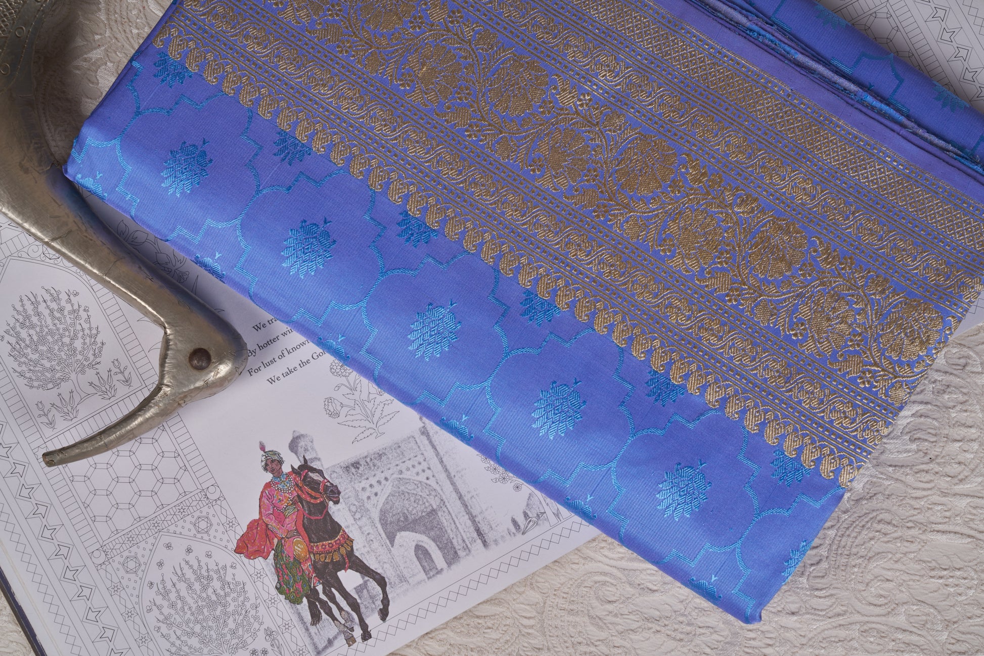 Slate Blue Handloom Banarasi Saree