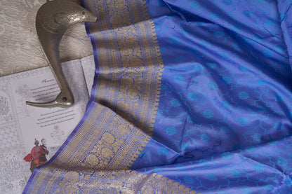 Slate Blue Handloom Banarasi Saree