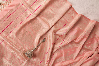 Rose Pink Handwoven Banarasi Silk Saree