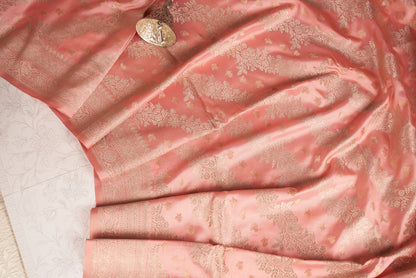 Rose Pink Handwoven Banarasi Silk Saree