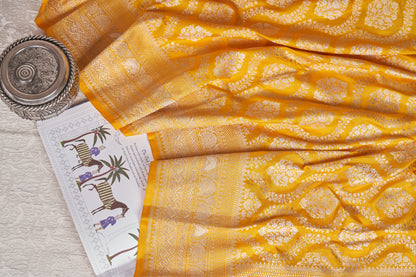 Golden Yellow Handloom Banarasi Silk Saree