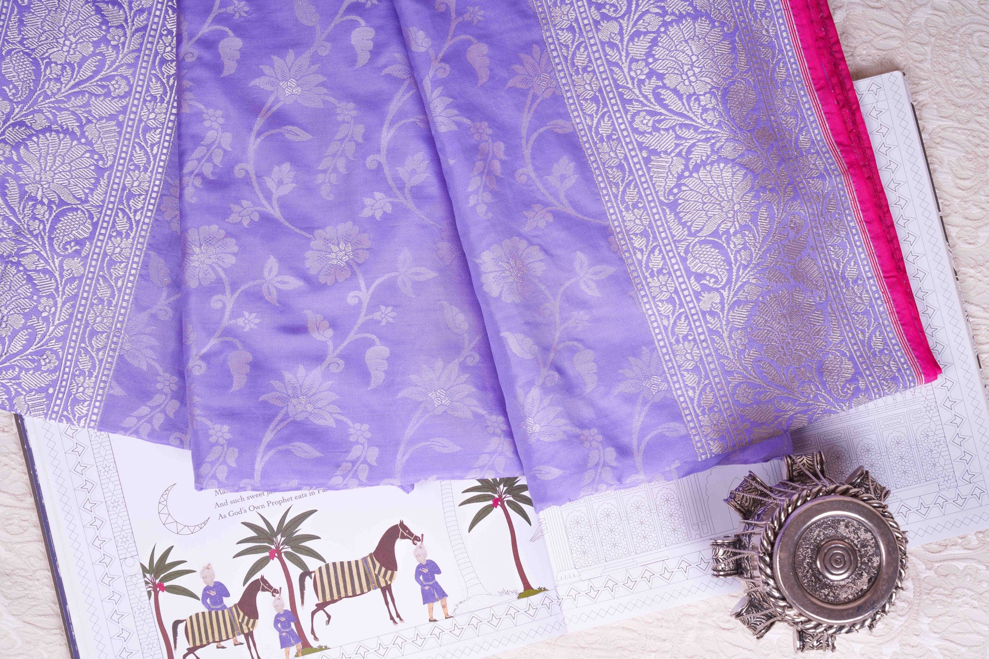 Lavender Katan Silk Handloom Banarasi Saree