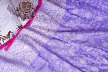 Lavender Katan Silk Handloom Banarasi Saree