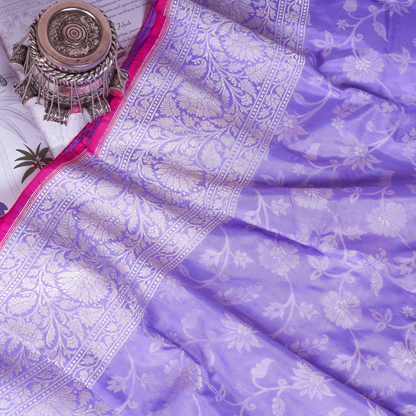 Lavender Katan Silk Handloom Banarasi Saree