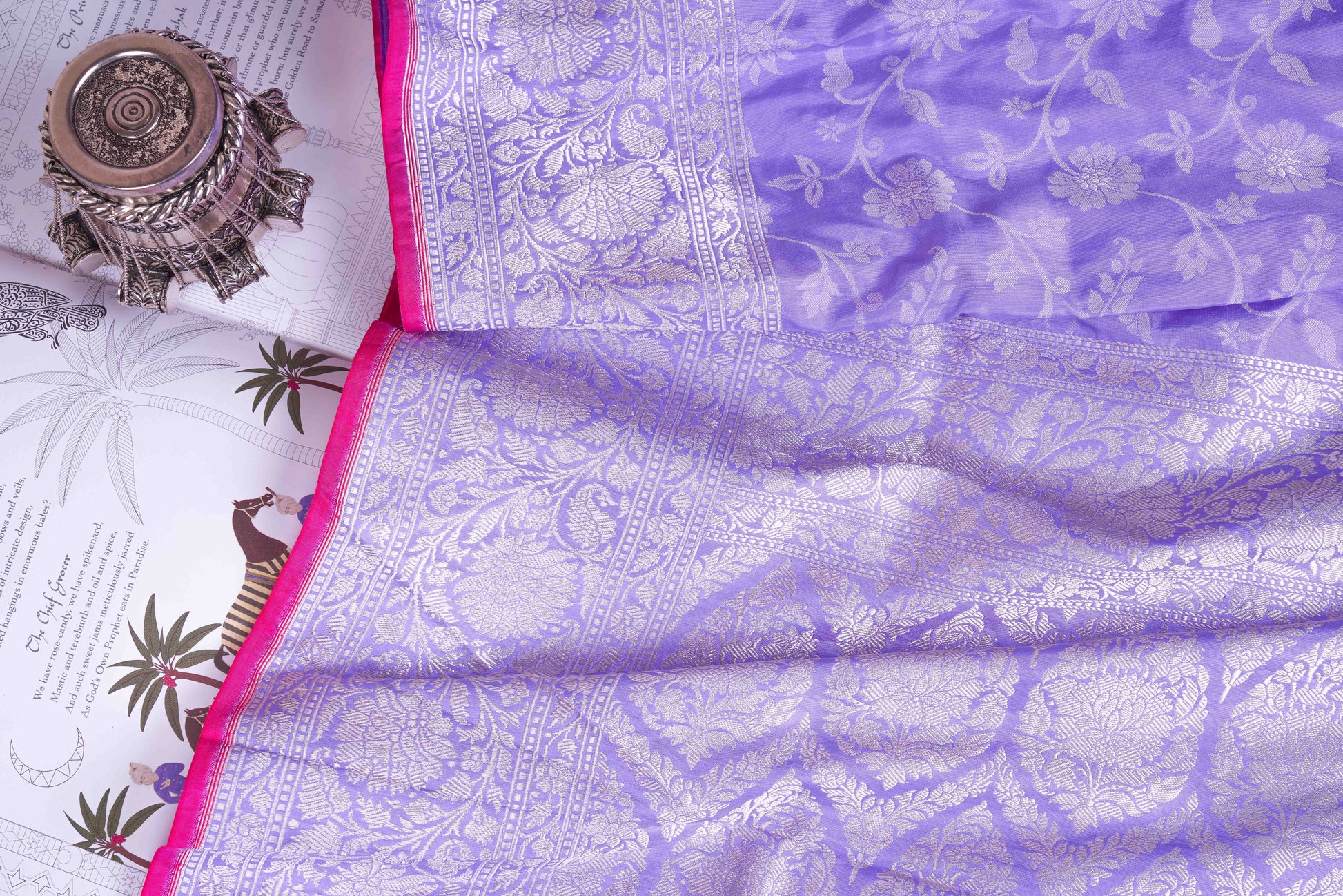 Lavender Katan Silk Handloom Banarasi Saree