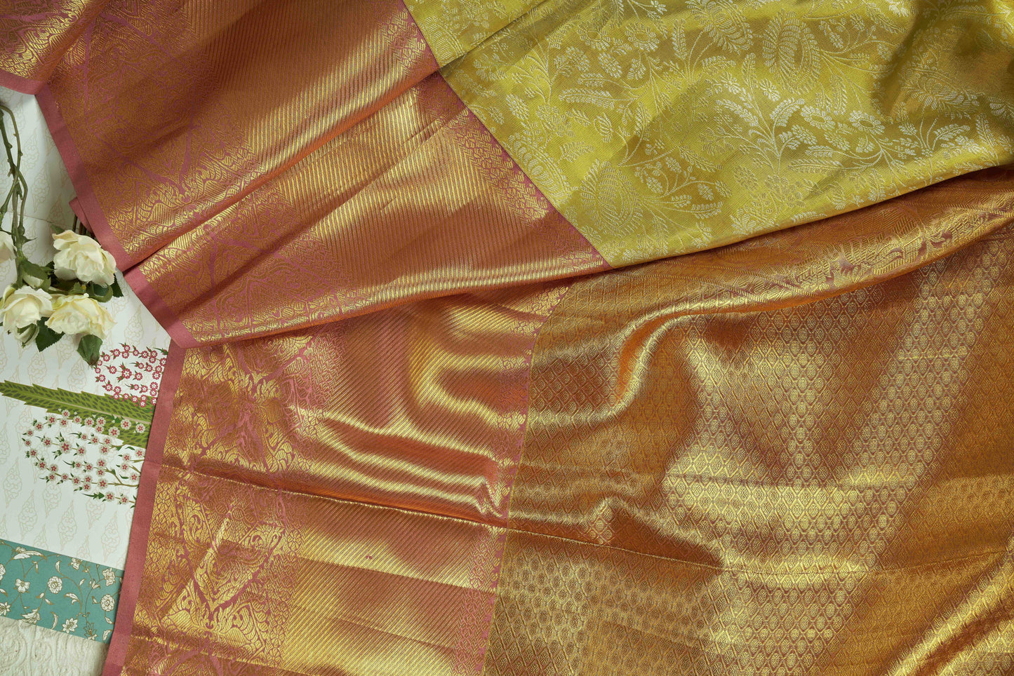 Lime Yellow Kanjivaram Saree