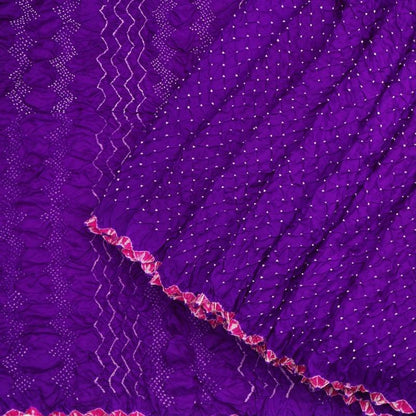 Violet Bandhini Habutai Silk Saree - WeaveinIndia