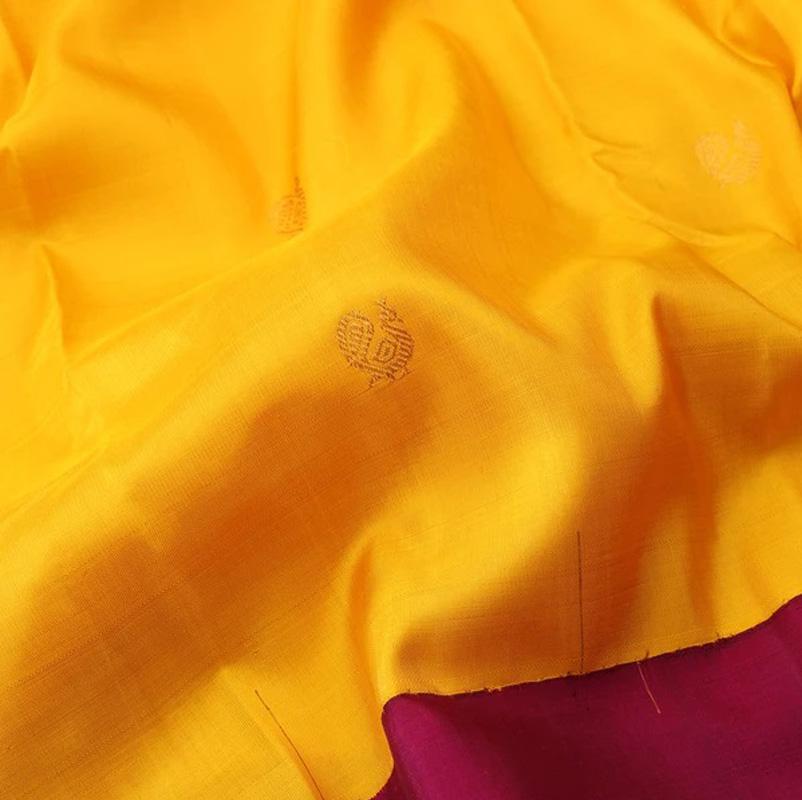 Tuscan Sun Yellow Kanjivaram Silk Saree - WeaveinIndia