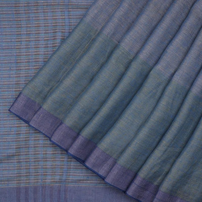 HANDWOVEN BLUE LINEN SARI-WIIGS052- Cover View