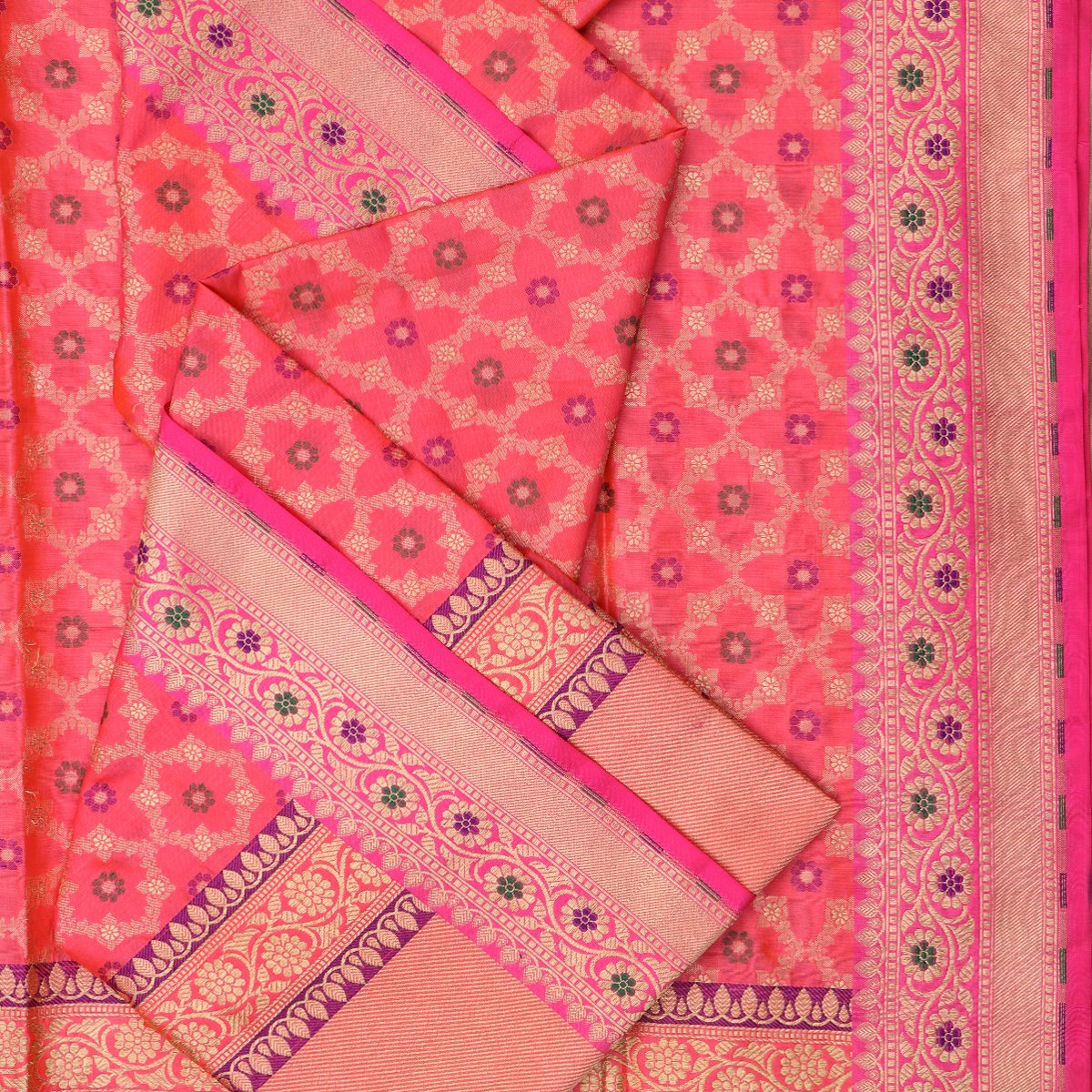 Handwoven Baby Pink Banarasi Katan Silk Dupatta - WIIRJ11217107 - Cover View