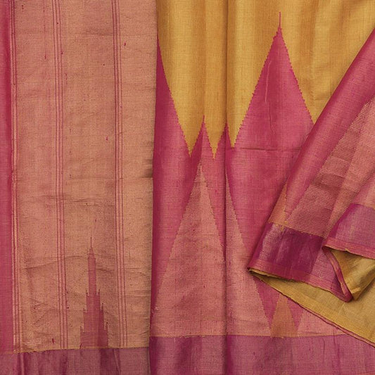 Handwoven Dandelion Yellow Bengal Jamdani Sari - WIIARIDNAM040 - Cover View