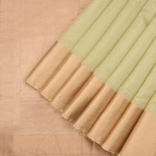 HANDWOVEN PISTA GREEN CHANDERI TISSUE SARI-WIIAPRICTSR 01- Cover View