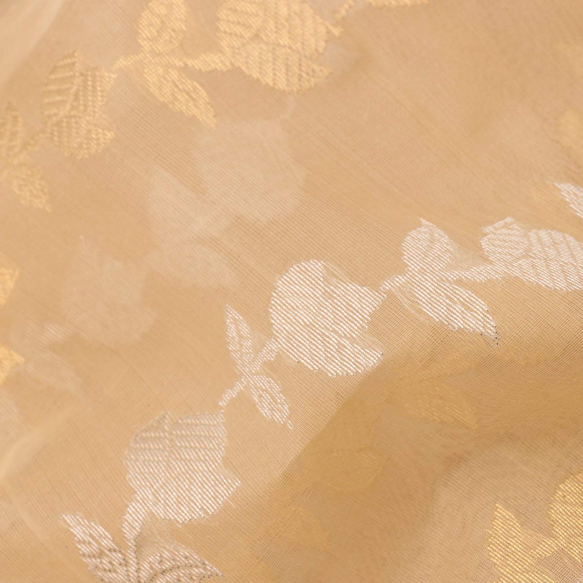 Handwoven Bane Baar Chanderi Silk Sari - WIIHSBH003  - Fabric View