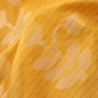 Handwoven Sunshine Yellow Silk Cotton Chanderi Sari - WIISHNIKARIDNAM0101-3 - Motif View