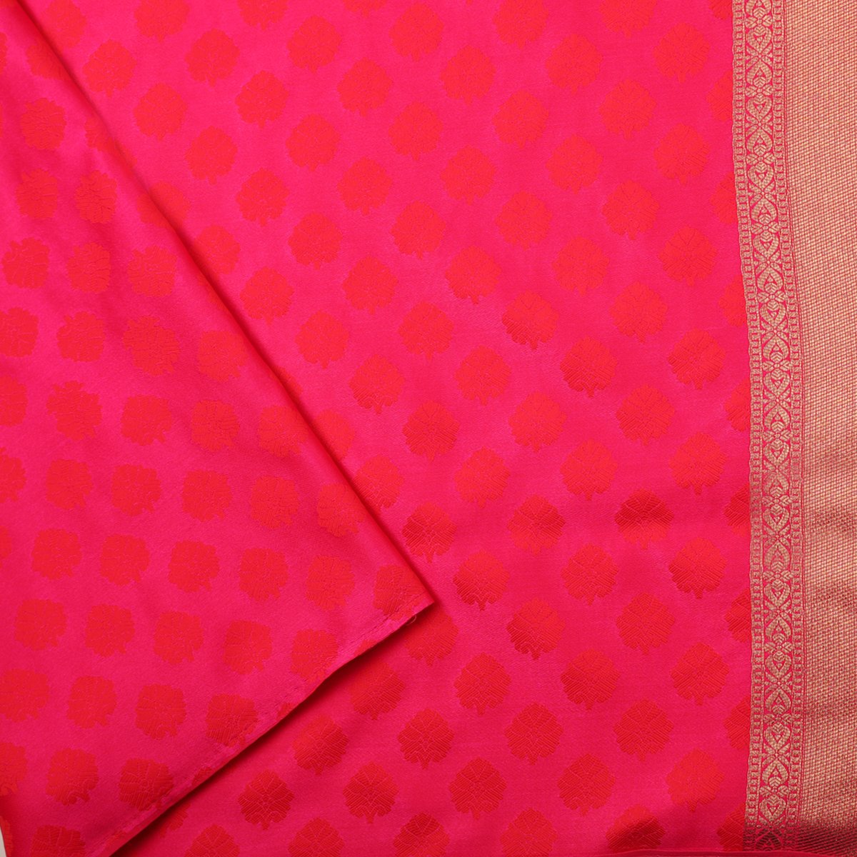 Handwoven Cherry Red Banarasi Silk Sari  - WIISHNIKARIDNAM0087 - Blouse View