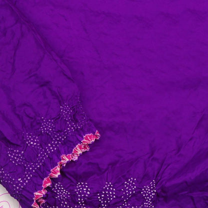 Violet Bandhini Habutai Silk Saree - WeaveinIndia