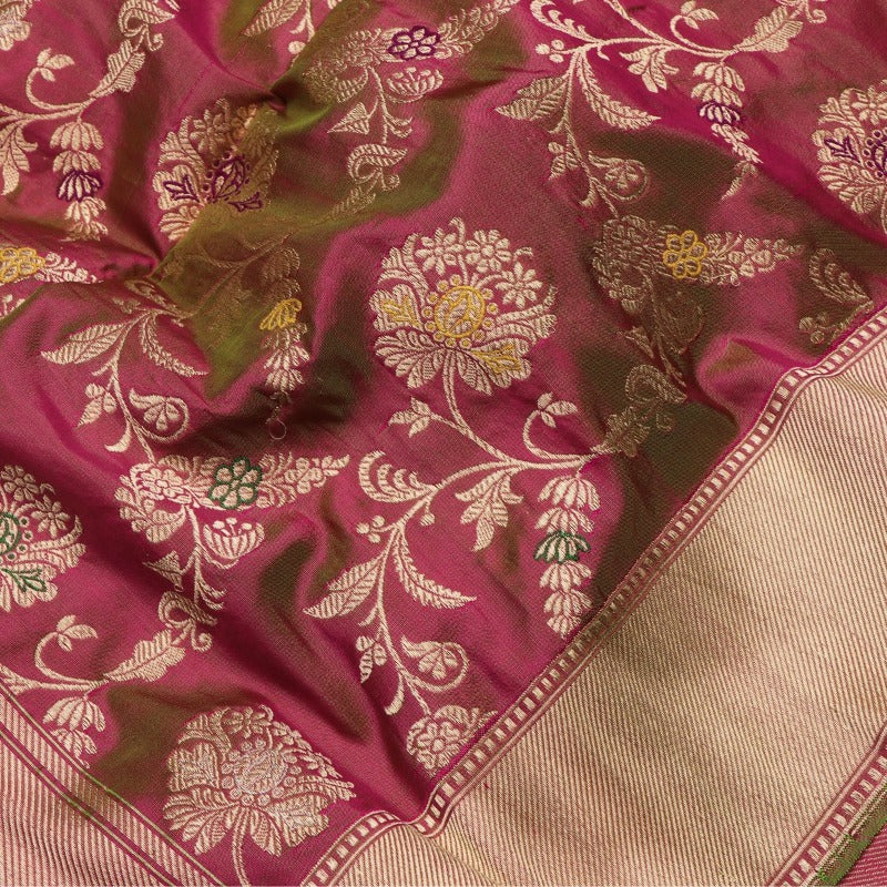 Purple Two-Tone Banarasi Silk Dupatta - WIIBT0103 - Fabric View