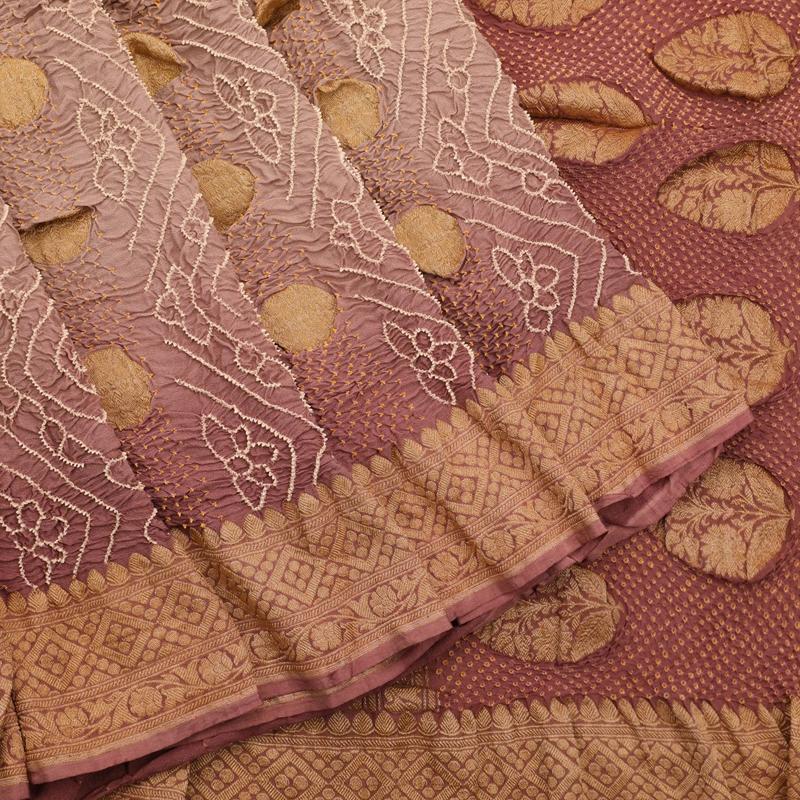 Canyon Rose Pink Bandhani Banarasi Georgette Sari - WeaveinIndia