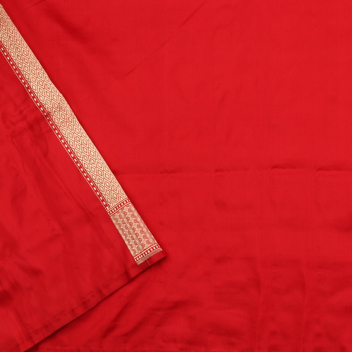 Handwoven Cherry Red Banarasi Katan Silk Sari - WIIKBDA0014 - Blouse View