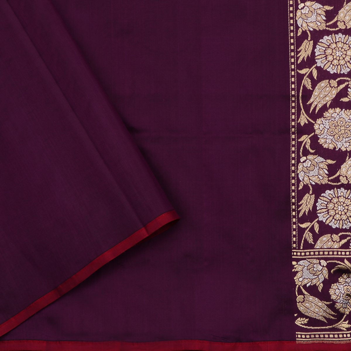 Handwoven Burgundy Banarasi Silk Sari - WIIKBDA0003 - Blouse View