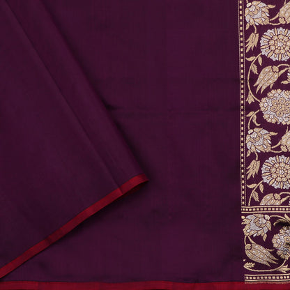 Handwoven Burgundy Banarasi Silk Sari - WIIKBDA0003 - Blouse View