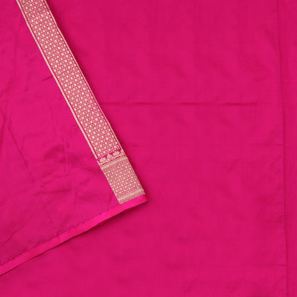 Handwoven Rani Pink  Banarsai Silk Sari - WIIBT0062 - Blouse View