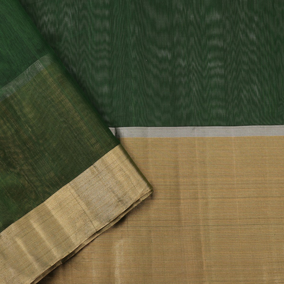 Handwoven Bottle Green Mogra Motif Chanderi Silk Sari - WIIHSBH001C - Blouse View