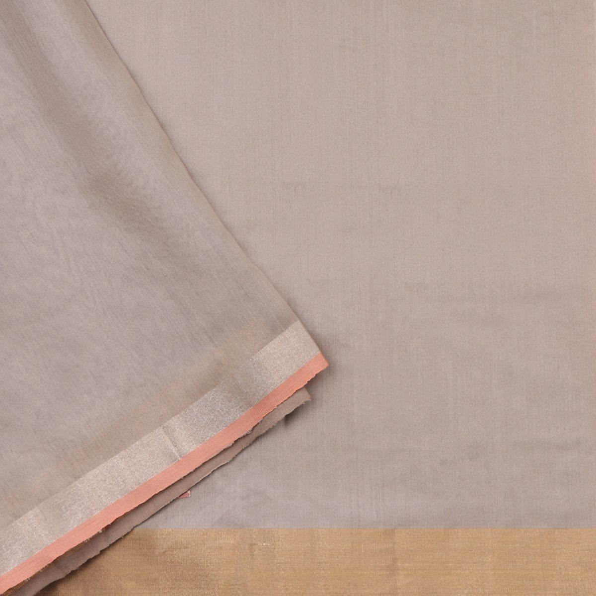 Handwoven Peach Silk Cotton Chanderi Sari - WIIAPRI CEBS -1 - Blouse View