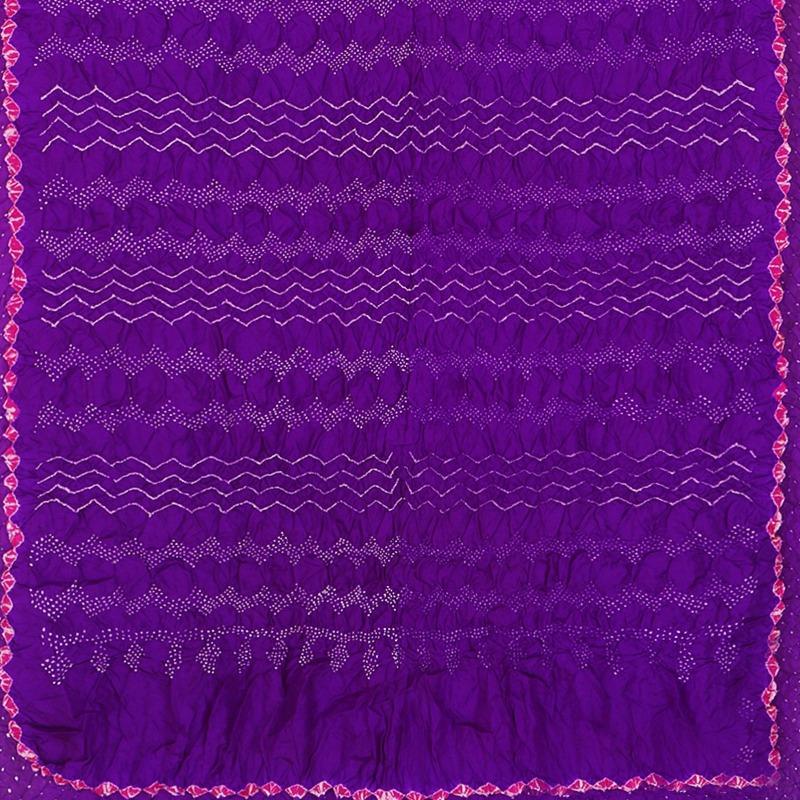 Violet Bandhini Habutai Silk Saree - WeaveinIndia