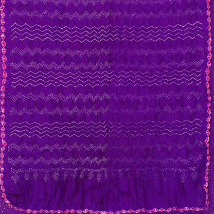 Violet Bandhini Habutai Silk Saree - WeaveinIndia