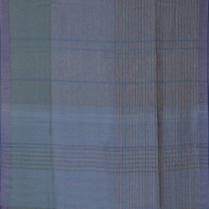 HANDWOVEN BLUE LINEN SARI-WIIGS052- Full View