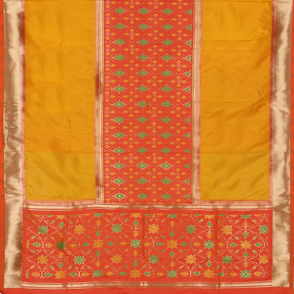 Handwoven Sunshine Yellow Rajkot Single Ikat Dupatta - WIISHNIKARIDNAM0090 - Full View