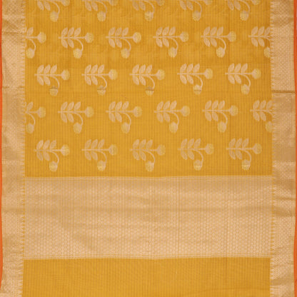 Handwoven Sunshine Yellow Silk Cotton Chanderi Sari - WIISHNIKARIDNAM0101-3 - Full View