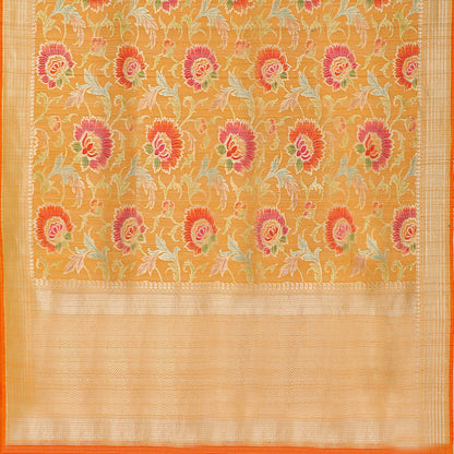 Mustard Tussar georgette Silk Saree - WeaveinIndia